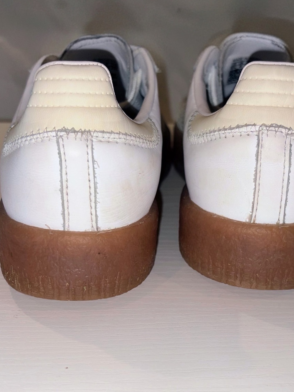 adidas Samba Women’s White and Cream Leather Sneakers with Gum Sole - Picture 10 of 11